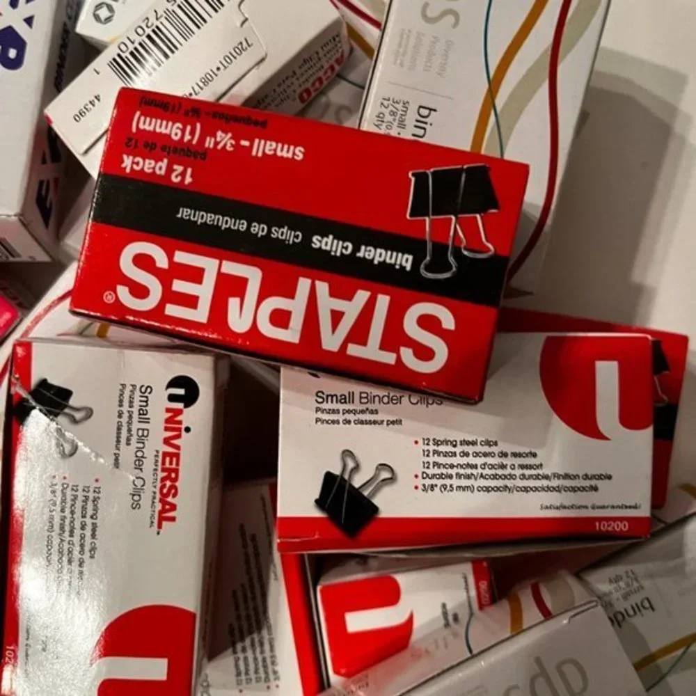 Binder Clips -  Lot of 22 boxes of varies sizes‎ - new
